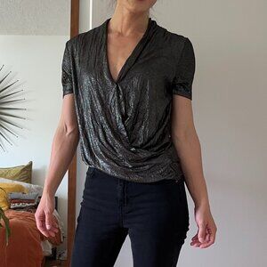 Karen Millen Shiny Sheer Metallic Top